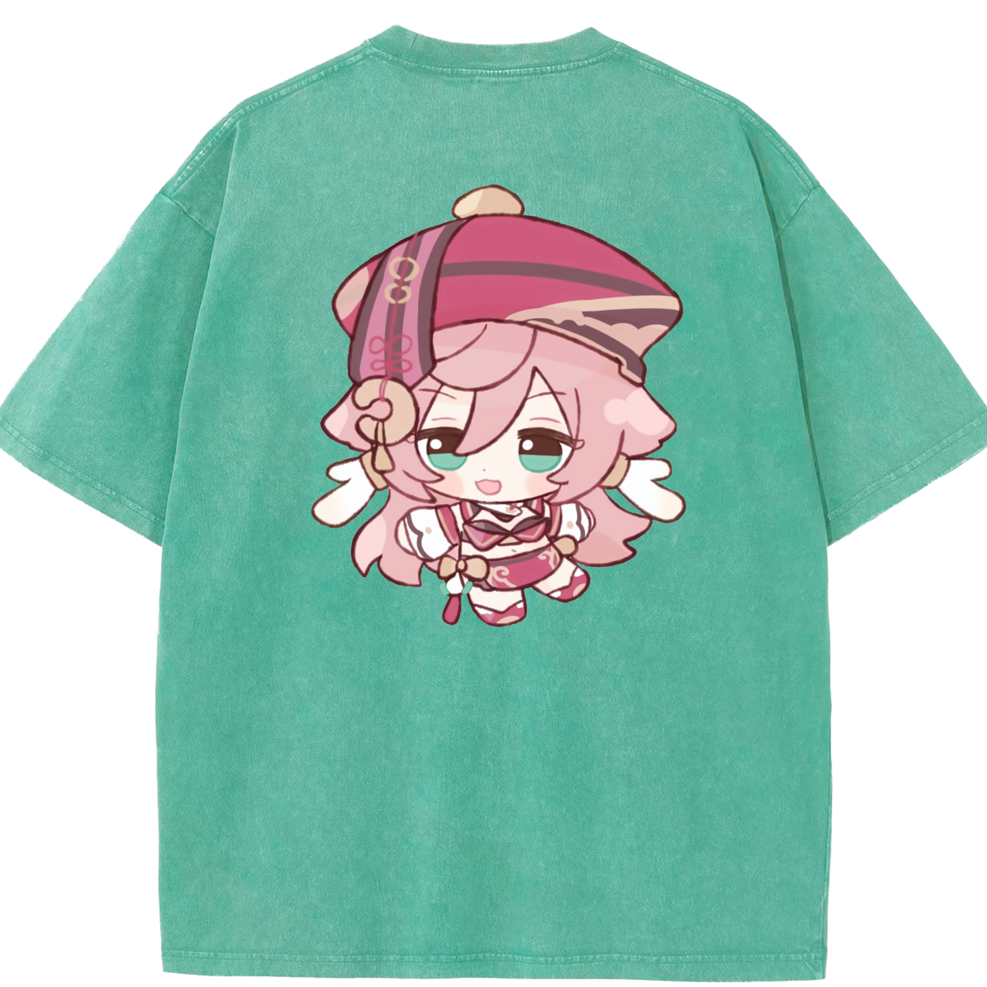 げんし神 ヤンフェイ genshin Yanfei 綿100% ヴィンテージ風 半袖Tシャツ（背面プリント）